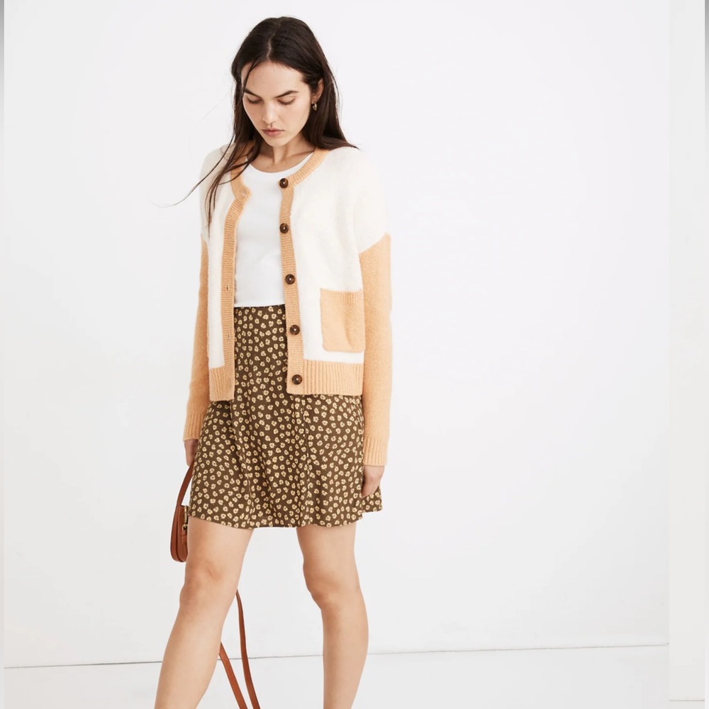Madewell | Colorblock Colburne Cardigan Sweater in Coziest Textured Yarn M